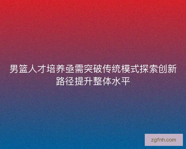 男篮人才培养亟需突破传统模式探索创新路径提升整体水平