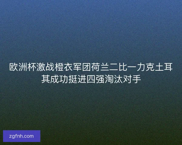 欧洲杯激战橙衣军团荷兰二比一力克土耳其成功挺进四强淘汰对手